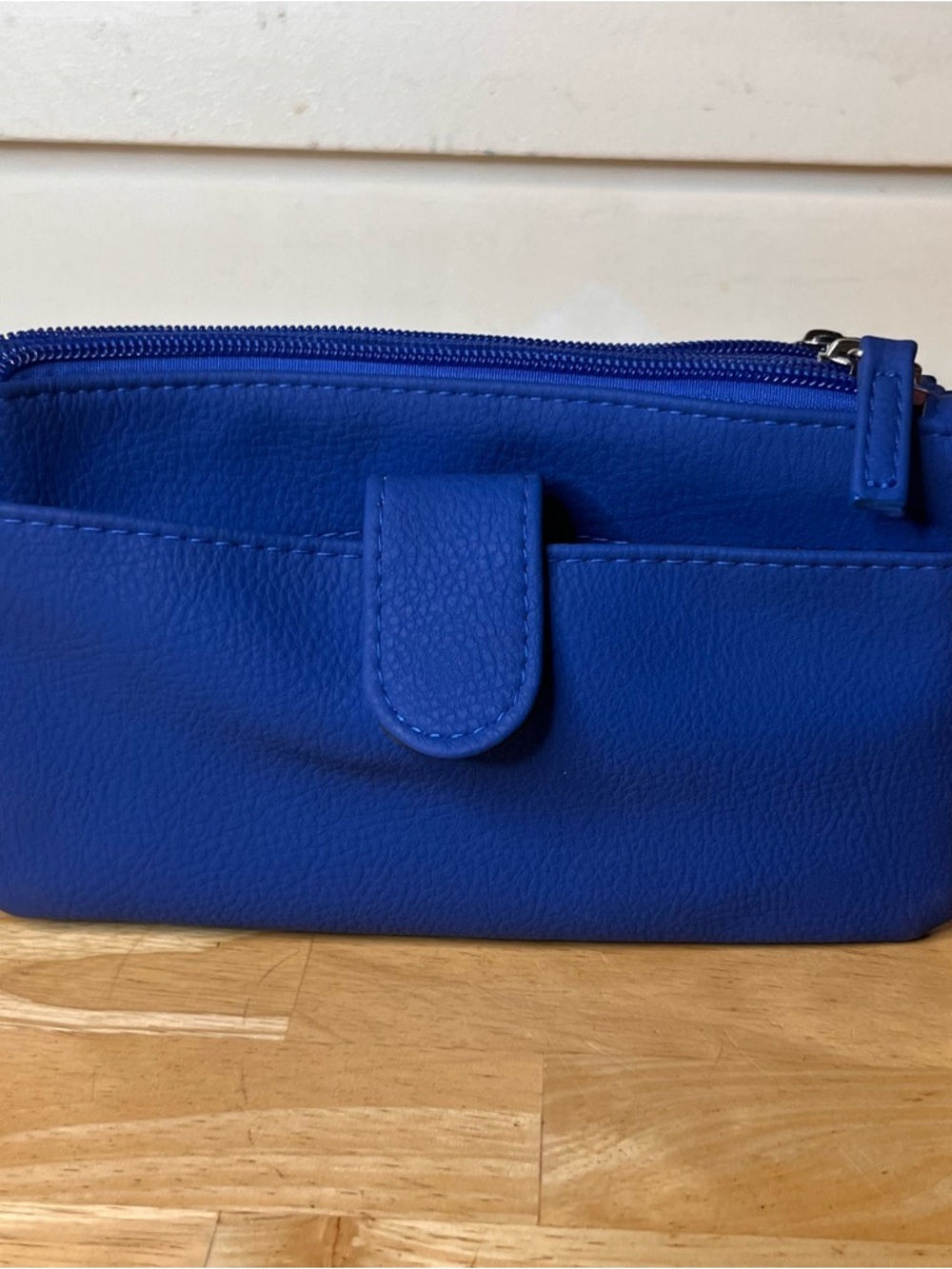 💟Blue multi-zip wallet / organizer pouch